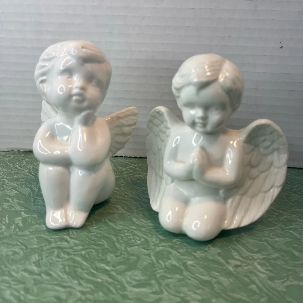 Vintage Malco Angel Cherubs Set Of 2 Figurines Mantle Holiday